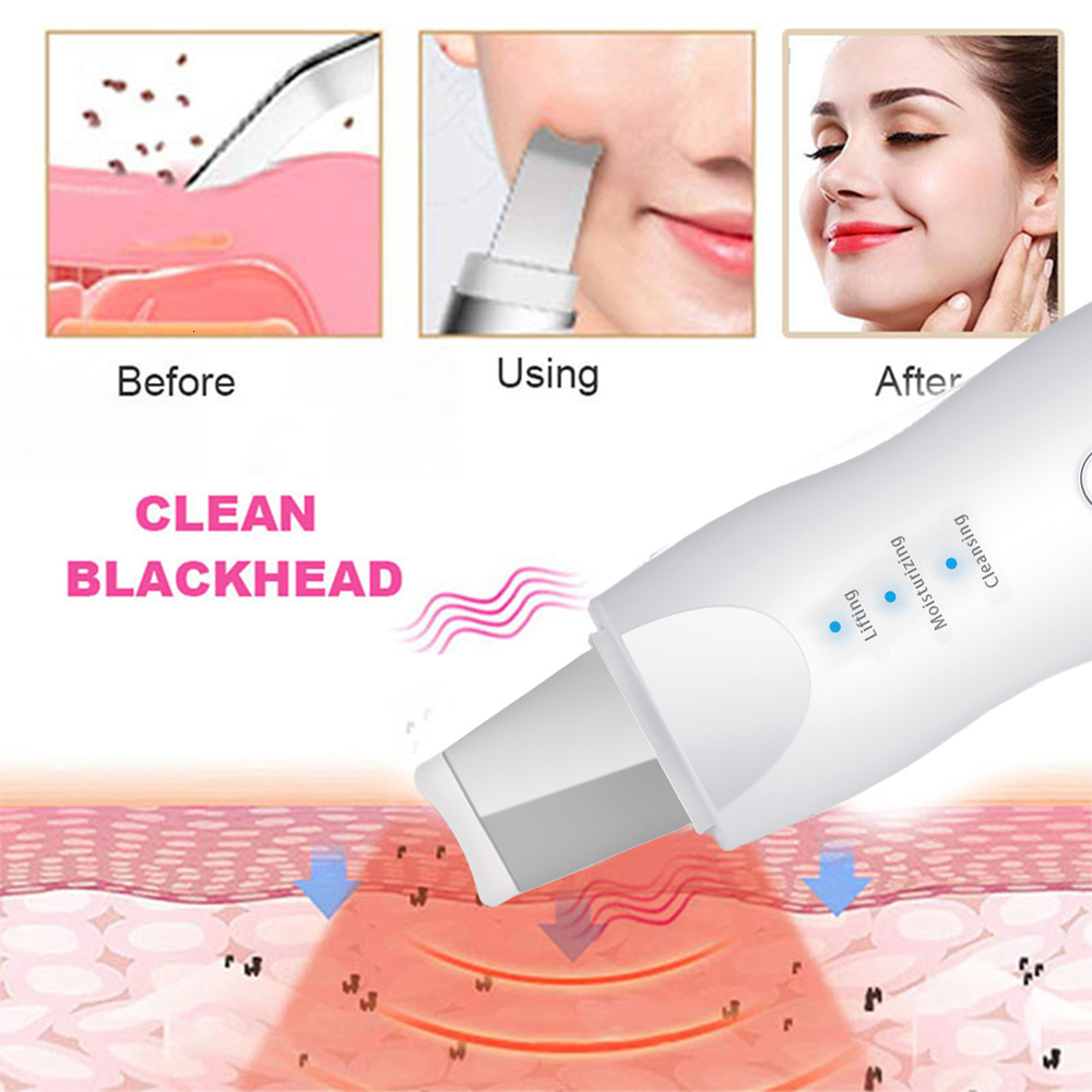 Cleaning Tools Accessories Ultrasonic Skin Scrubber Vibration Face Spatula Blackhead Remover Shovel Clean Cavitation Peeling Lifting Makeup Set 230309