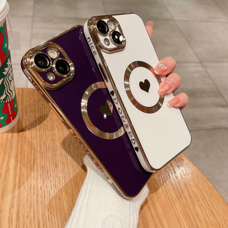 Luxury Plating Magsafe Wireless Charge Cases Magnetic Cute Love Heart Full Camera Lens Film Protection TPU Shockproof Cover For iPhone 14 13 12 11 Pro Max X XR XS, White
Luxury Plating Magsafe Wireless Charge Cases Magnetic Cute Love Heart Full Camera Lens Film Protection TPU Shockproof Cover For iPhone 14 13 12 11 Pro Max X XR XS, White
