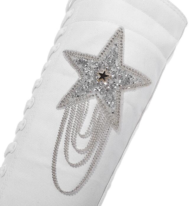 Tenis Women Shoe Ladies Canvas Boot Casual Flat Shoes Sequins Tassels Zipper Boot Comfortable Vulcanized Sneakers