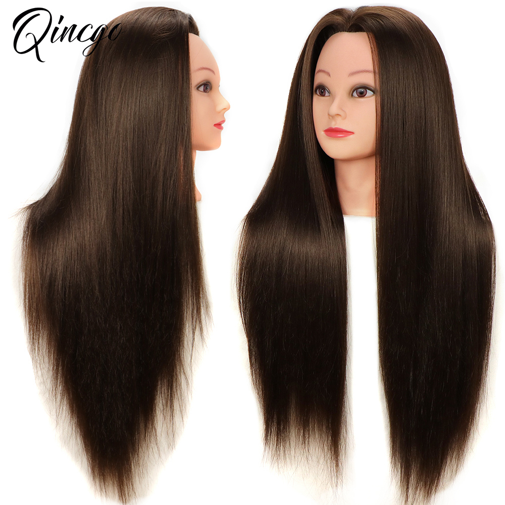 Mannequin Heads 65CM Mannequin Heads With Synthetic Hair For Hair Training Styling Solon Hairdresser Dummy Doll Heads For Practice Hairstyles 230310