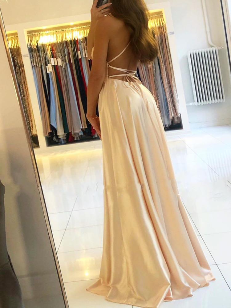 Casual Dresses Elegant Women Maxi Beach Satin Dress Sexy Leg Slit Lace up Evening Prom Gown Adjustable Straps Bridesmaid Dresses 230309