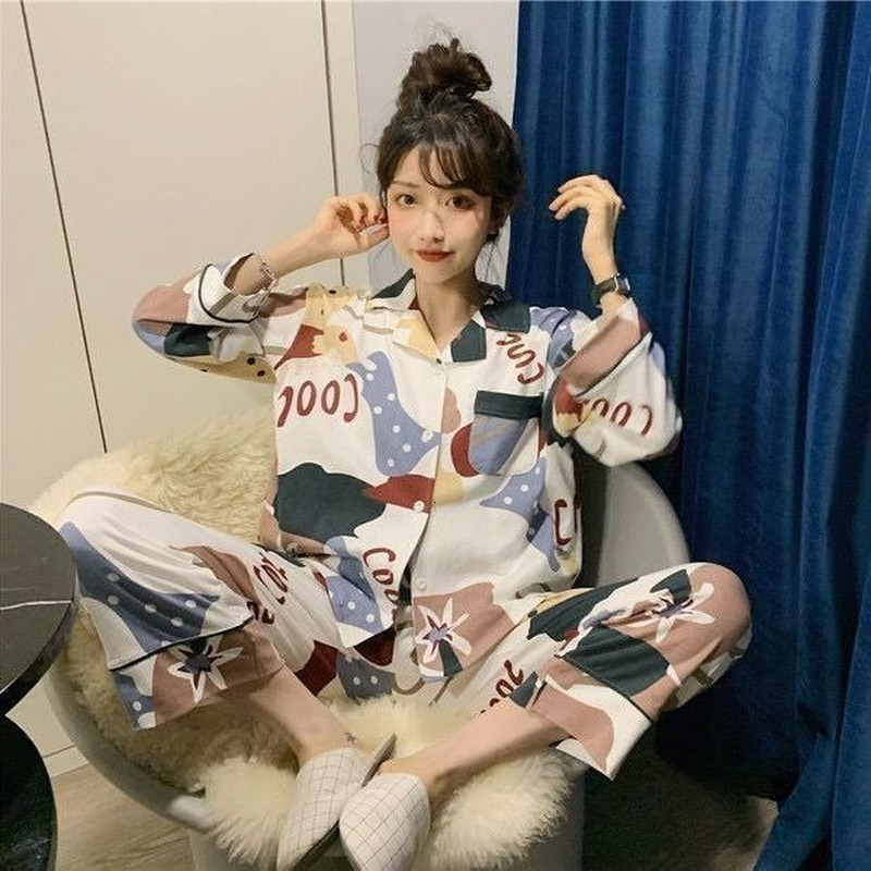 Women's Sleepwear QWEEK Cow Print Women's Pajamas Home Clothes Cute Pyjama Pour Femme Kawaii Sleepwear Pijamas Nightie Autumn Winter 230310