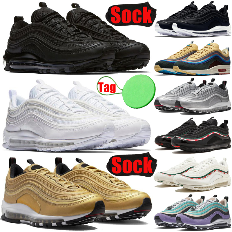 

sean wotherspoon 97 97s mens running shoes Triple Black white shoe MSCHF x INRI Jesus Gold Silver Bullet men women trainers sneakers runners, #34 blueberry 40-45