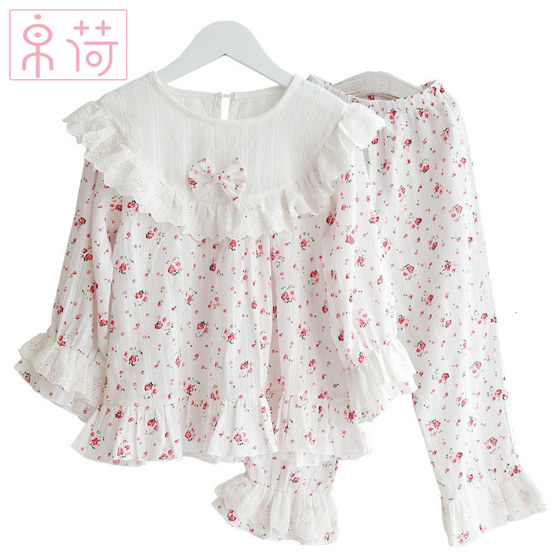 Pajamas Autumn Sleepwear Kids Pajama Sets Girls Nightclothes Baby Pyjamas Long Sleeve Flare Children Home Clothes 2Y-14Y 230310