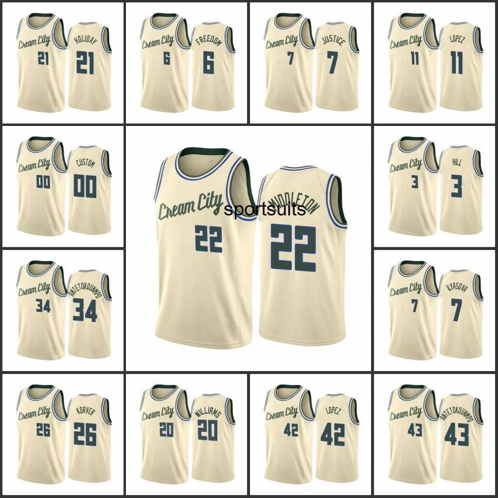 Men Giannis Antetokounmpo Khris Middleton Jrue Holiday Brook Lopez Custom City Cream Edition Jersey
Men Giannis Antetokounmpo Khris Middleton Jrue Holiday Brook Lopez Custom City Cream Edition Jersey