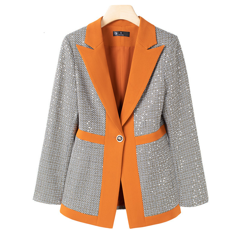 Women's Two Piece Pants est Runway Elegant Sexy Sequin Single Button Plaid Blazer And OL High Waist Flare Business Suits 230310