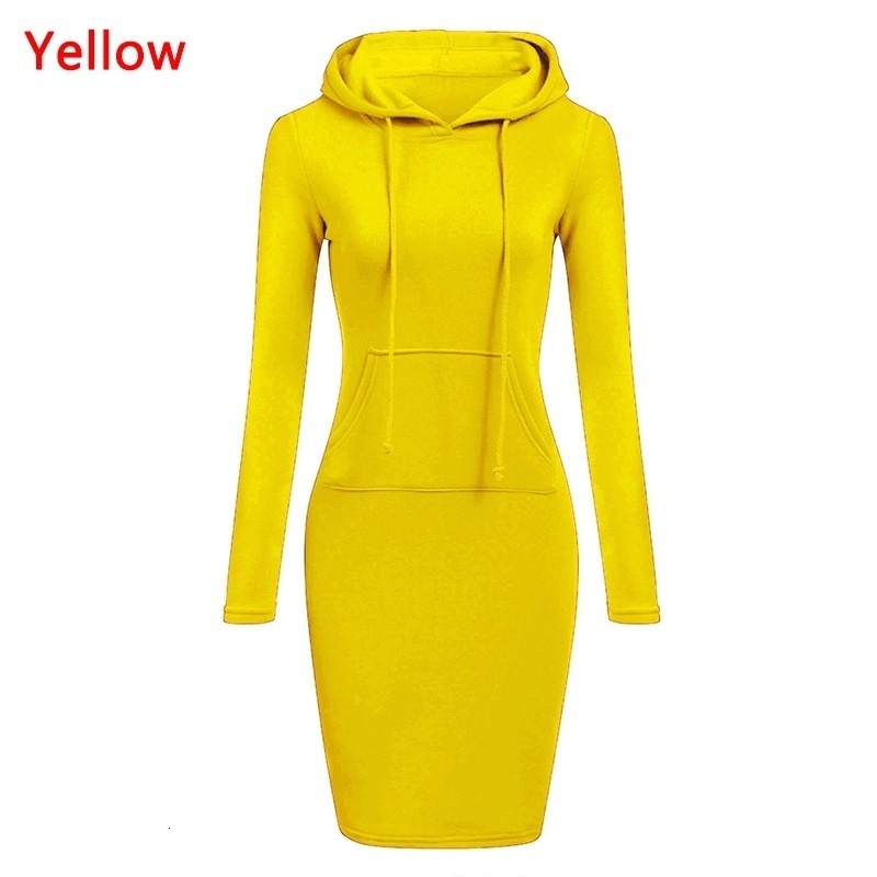 Womens Hoodies Sweatshirts WomenAutumn Winter Fashion Sweatshirt Dresses Female Pocket Hooded Casual Solid Color Long Sleeve Mini Kleid 230310