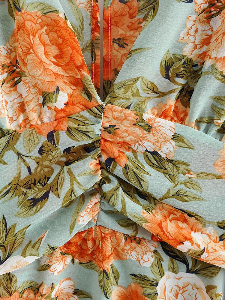 Casual Dresses For Women 2023 V Neck Long Sleeve Lightweight Chiffon Mini Layered Ruffle Hem Elegant Vintage Floral Print