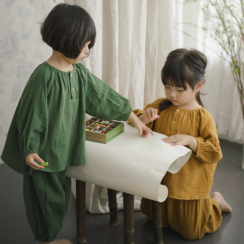 Pajamas EnkeliBB 100% Cotton Soft Kids Sleep Suits Long Sleeve Spring Pajama Sets Clothes For Toddler And Baby Girl Home Sets 230310