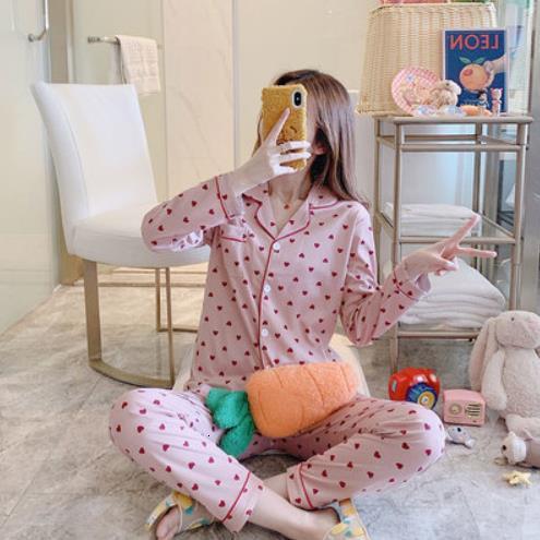 Women's Sleepwear Ins Net Red Long Sleeve Student's Sleepwear Pijamas Sweet Fresh Autumn Winter Two-piece Set Pajamas Women Cute Home Clothe