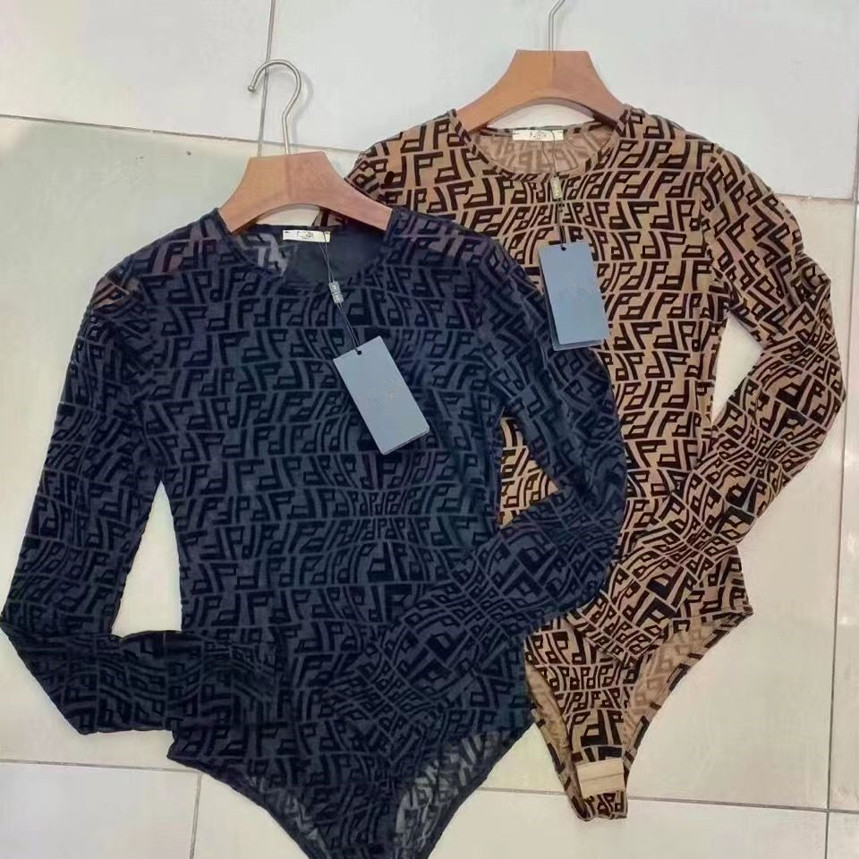 designer brand women jumpsuit onesie Long sleeved bottoming shirt Fendis New Style Mesh Flocking Letter Slim Fit Long Sleeve Undercoat High Quality womens clothing
designer brand women jumpsuit onesie Long sleeved bottoming shirt Fendis New Style Mesh Flocking Letter Slim Fit Long Sleeve Undercoat High Quality womens clothing