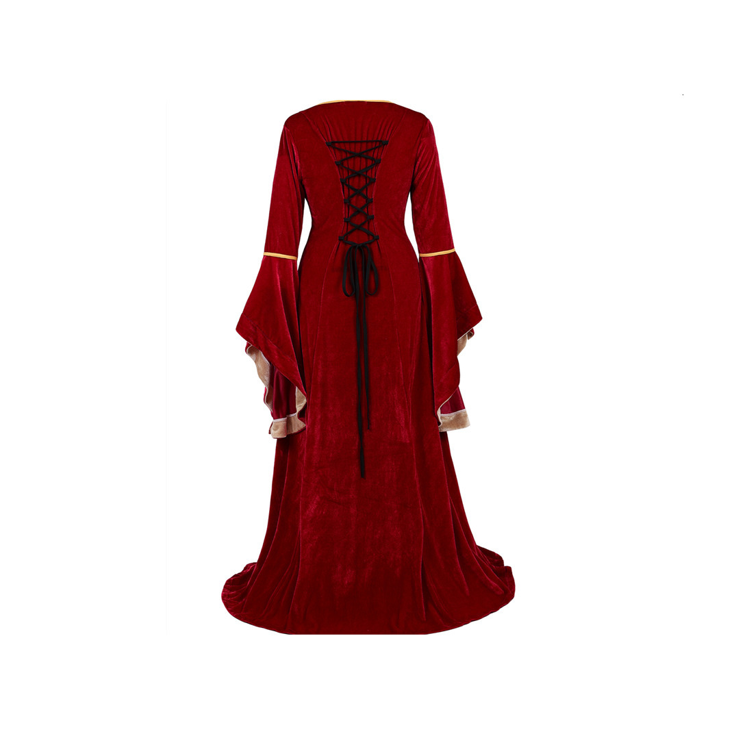 Casual Dresses European Medieval Renaissance Velvet Long Dress Women Gothiced Court Dress Waist Party Cosplay Halloween Costume Elegant Costume 230309