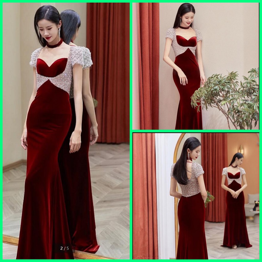 Vestido De Festa 2023 wine velvet short sleeve beading sparkly evening dresses open back sexy with cap sleeve red carpet formal elegant prom dress on sale, Gray
Vestido De Festa 2023 wine velvet short sleeve beading sparkly evening dresses open back sexy with cap sleeve red carpet formal elegant prom dress on sale, Gray