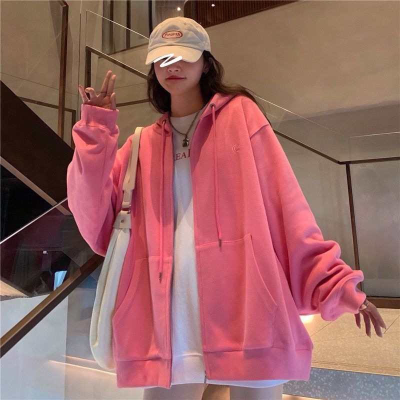Womens Hoodies Sweatshirts Women Casual Zip Up Oversized Hoodie Sweatshirt Female Streetwear Hooded Pocket Zipper Harajuku Sweat Shirt Y2k Top Clothes