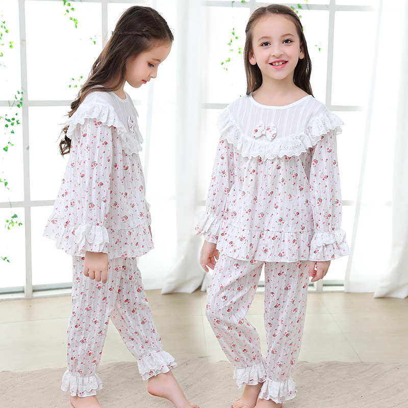 Pajamas Autumn Sleepwear Kids Pajama Sets Girls Nightclothes Baby Pyjamas Long Sleeve Flare Children Home Clothes 2Y-14Y 230310