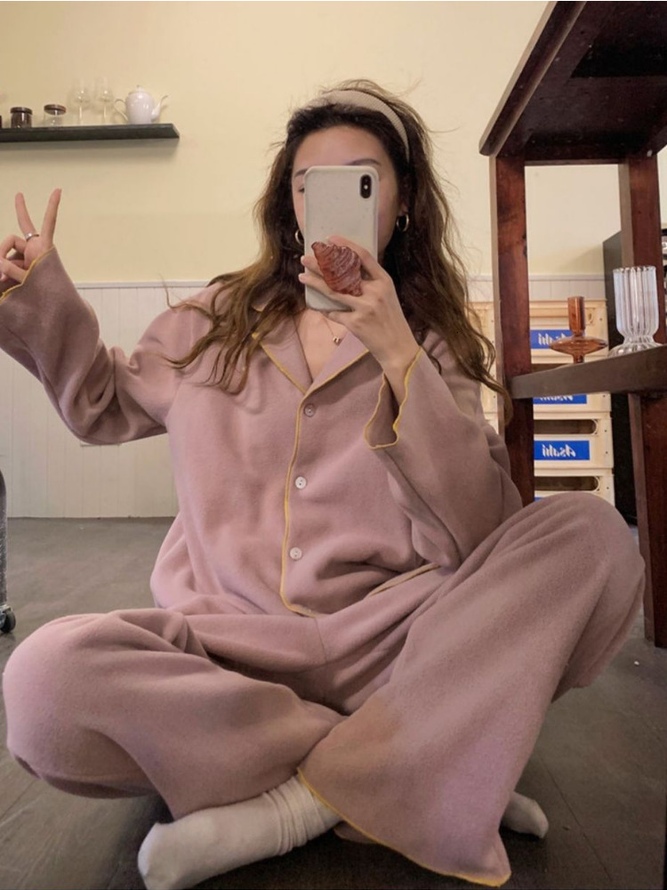 Women's Sleepwear Pajama Sets Women Autumn Simple Light Soft Nightwear Fashion Chic Lovely Style Casual Korean Sleepwear Mujer Student Ins Lounge