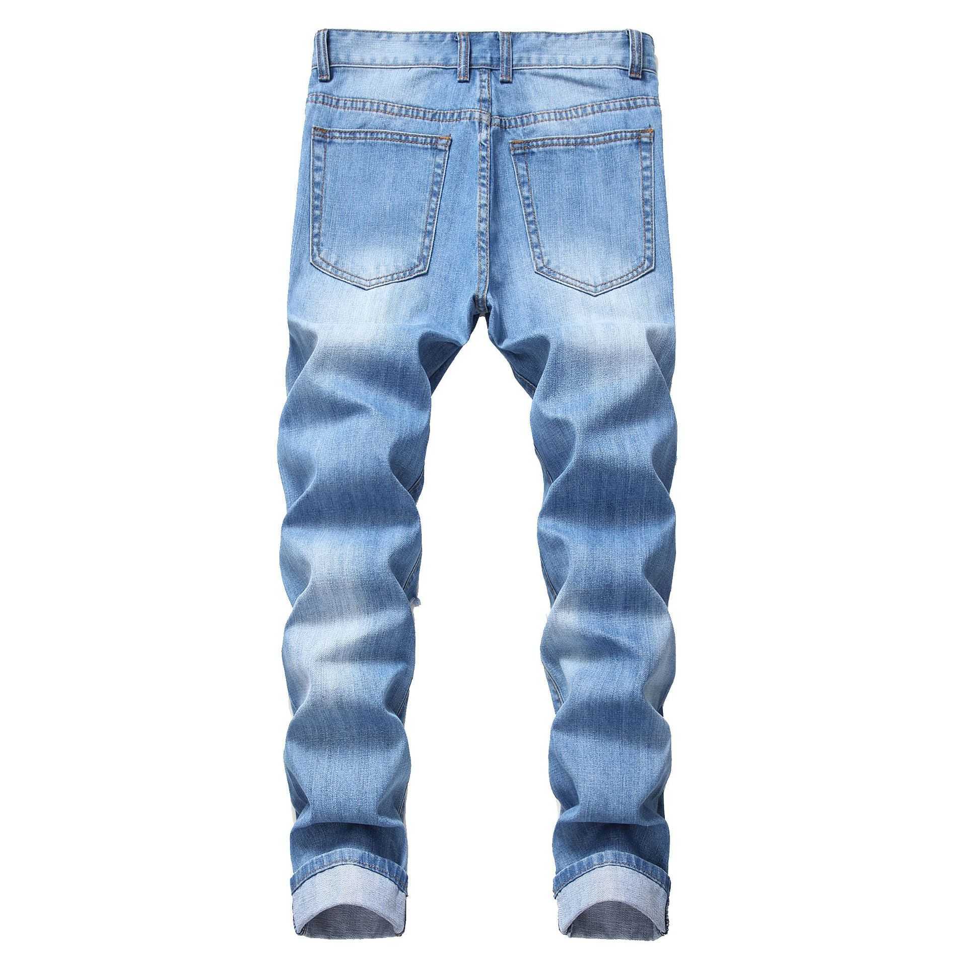 Men's Jeans Ripped For Men Street clothes High Quality Distressed Straight Pants Brand Casual Male Trousers Blue 2022 New Y2303
