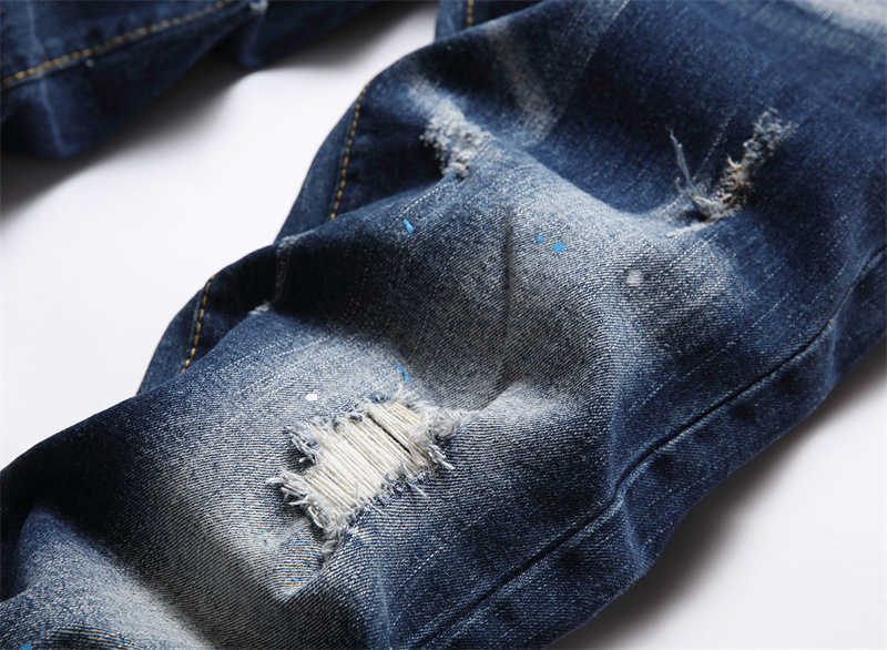 Men's Jeans Stretch Skinny Denim Ripped Quality Classic Luxury Brand Blue Pants Street Slim Fit Size 28-38 Y2303