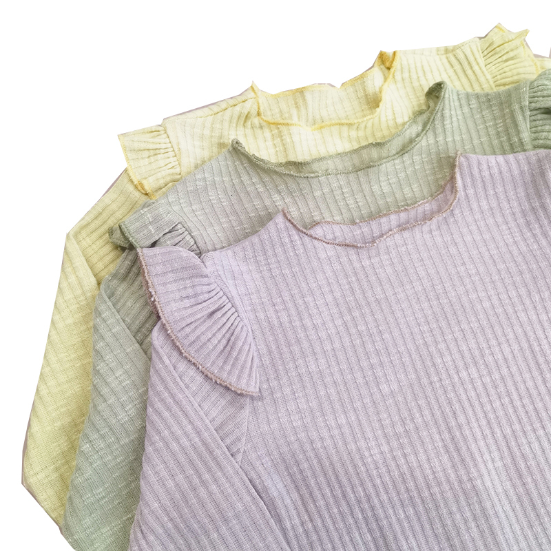 Pajamas Kids Ruffle Autumn Pajamas Sets Girls Solid Long Sleeve Children Sleepwear Toddler Girl Home Clothing Set for 1-5 Years Old 230310