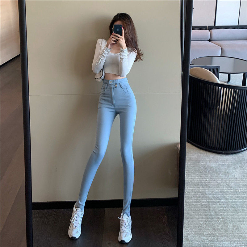 Women's Jeans Spring Women High Waist Denim Jeans Skinny Pencil Pants Leggings Elastic High Waist Denim Skinny Trousers 230310