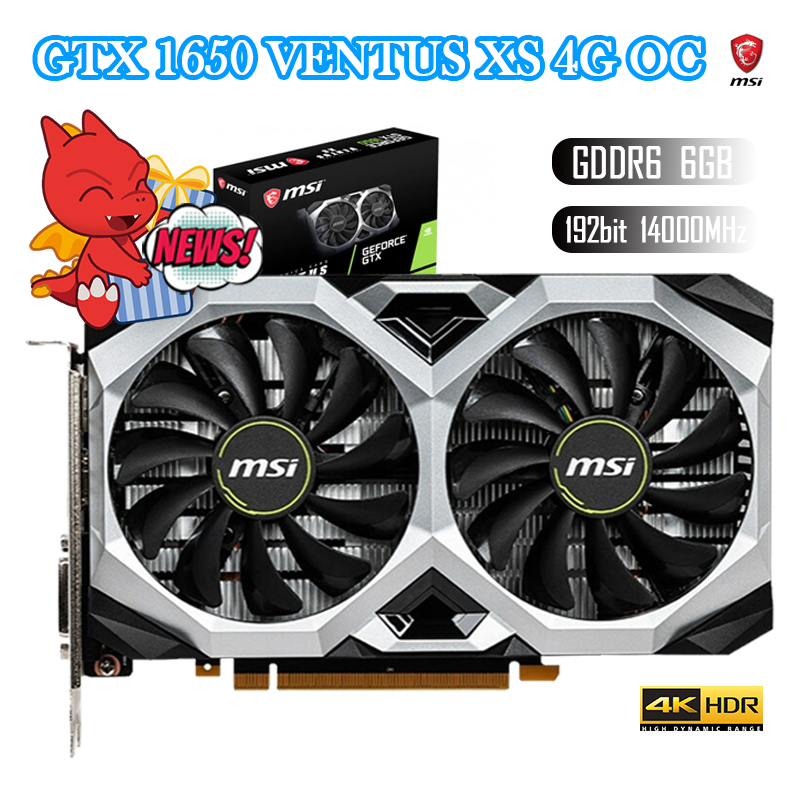 MSI GTX1650 4GB Graphics Card GDDR6 Video card 128bit 6pin NVIDIA Desktop GPU gtx1650 4gb GDDR5 card Support HDCP 12000MHz New