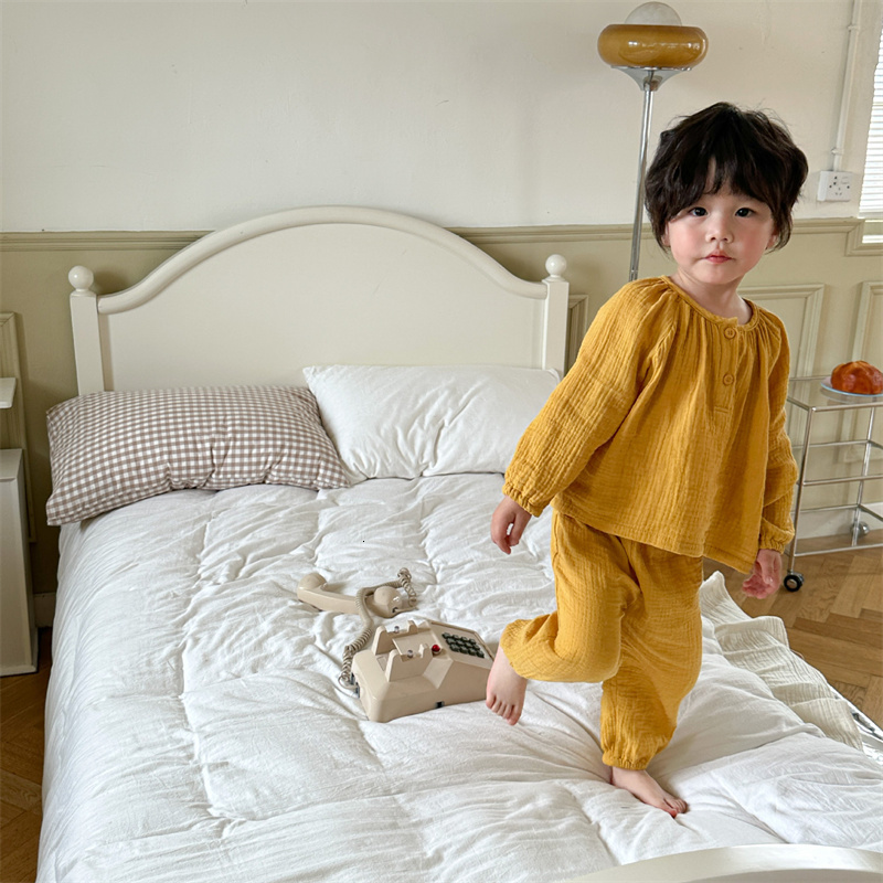 Pajamas EnkeliBB 100% Cotton Soft Kids Sleep Suits Long Sleeve Spring Pajama Sets Clothes For Toddler And Baby Girl Home Sets 230310