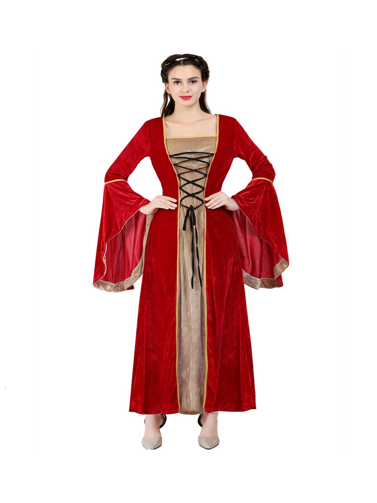 Casual Dresses European Medieval Renaissance Velvet Long Dress Women Gothiced Court Dress Waist Party Cosplay Halloween Costume Elegant Costume 230309
