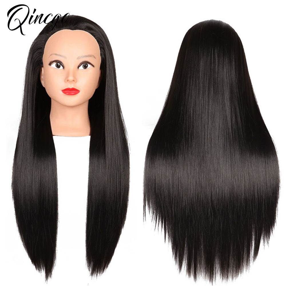 Mannequin Heads 65CM Mannequin Heads With Synthetic Hair For Hair Training Styling Solon Hairdresser Dummy Doll Heads For Practice Hairstyles 230310