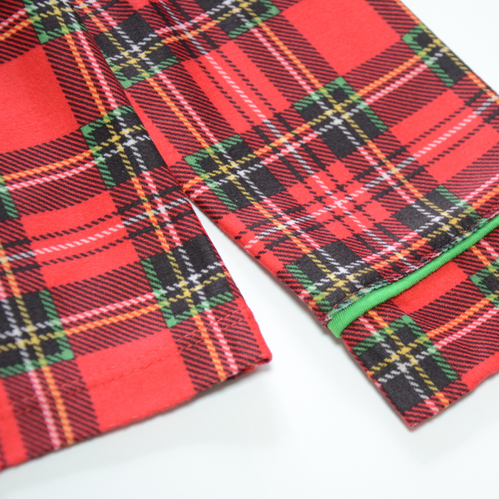 Pajamas Girls and boys' Sleepwear Plaid Long Pajamas Coat Front Notch Color Top Pj Pant Christmas Pajama Set 230310