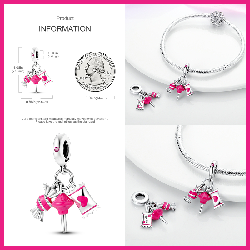2024 New Charms 925 Sterling Silver Ice Cream Lollipop Colorful Hot Air Balloon Charms Bead Fit For S925 Snake Bacelet DIY