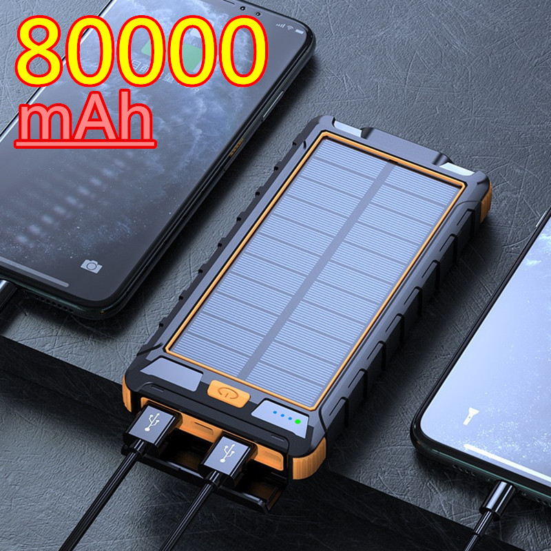 80000mAh Solar Power Bank Portable Charger USB Outdoor Large Capacity External Battery for iPhone Samsung Xiaomi - view 5