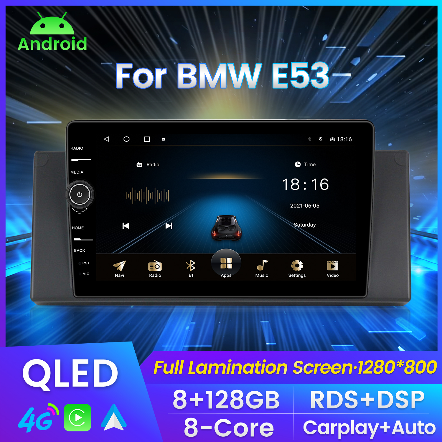 Android 11 QLED Car DVD Multimedia For BMW E53 X5 E39 5 1997-2006 BT RDS Radio Canbus DVR GPS Carplay DSP 8G 128G