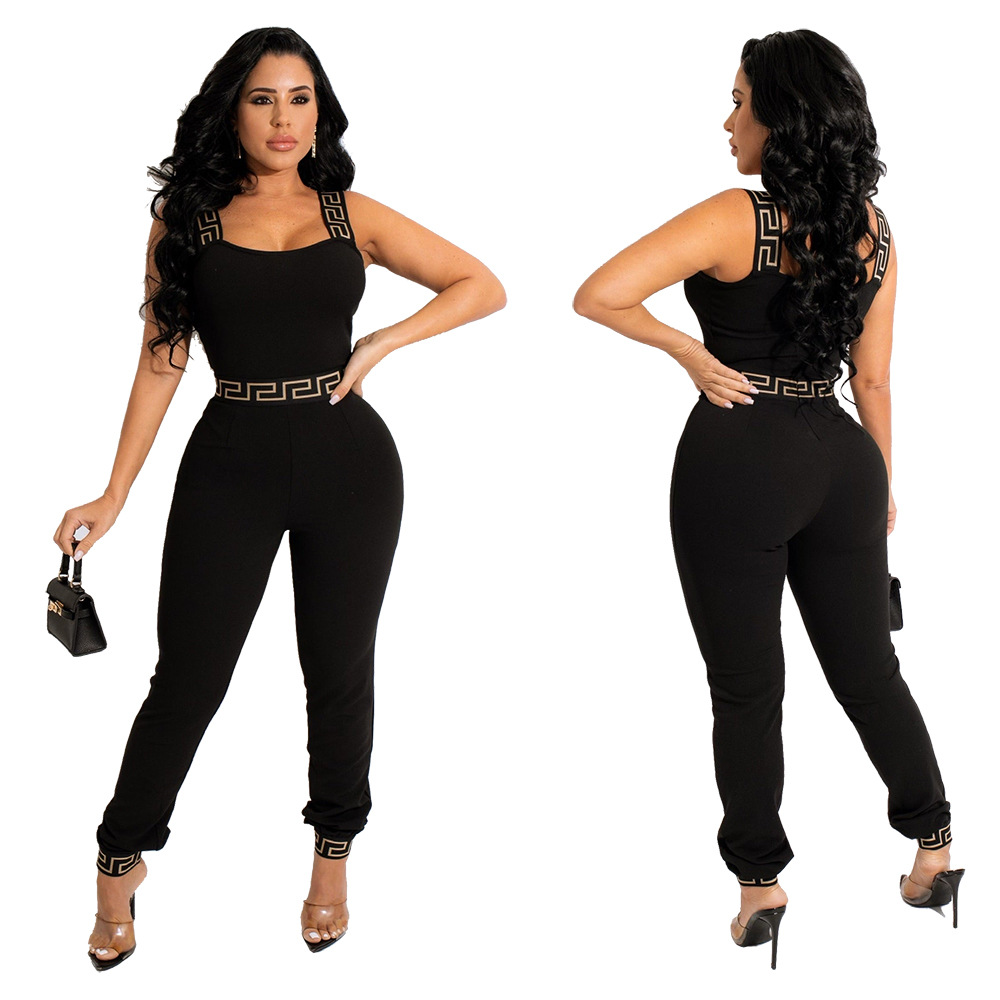 Fashion women's Jumpsuits Rompers sportswear women suit sports casual sleeveless top sweatshirt pants women's two-piece elastic belt jumpsuit suspenders, Black
Fashion women's Jumpsuits Rompers sportswear women suit sports casual sleeveless top sweatshirt pants women's two-piece elastic belt jumpsuit suspenders, Black
