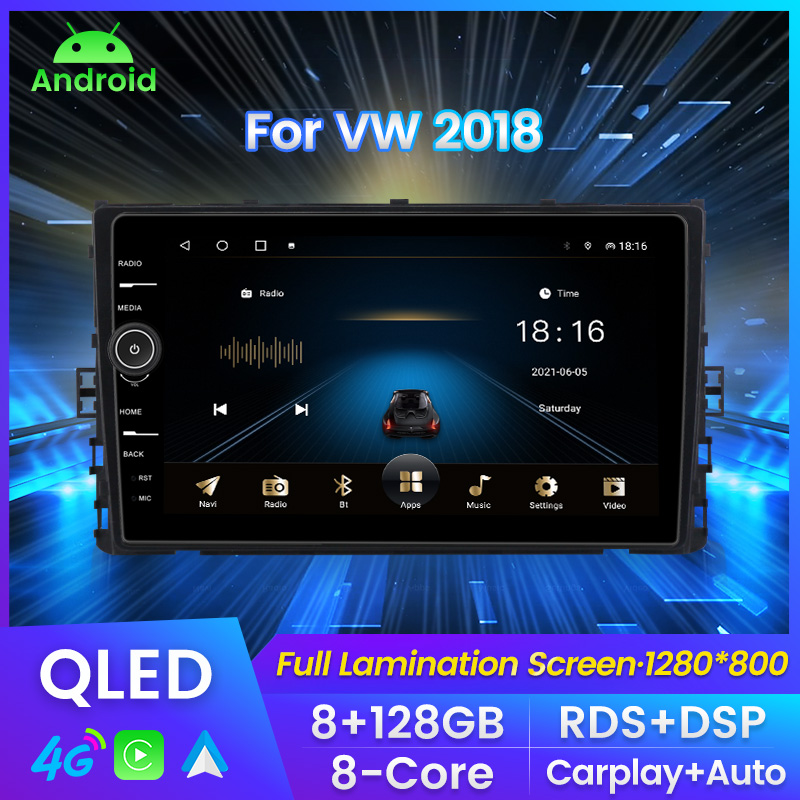 Android 11 Car DVD Radio Multimedia Video Player pour VW / Volkswagen / Golf / Polo / Tiguan / Passat / B7 / B6 2018 QLED CARPLAY DSP 2DIN