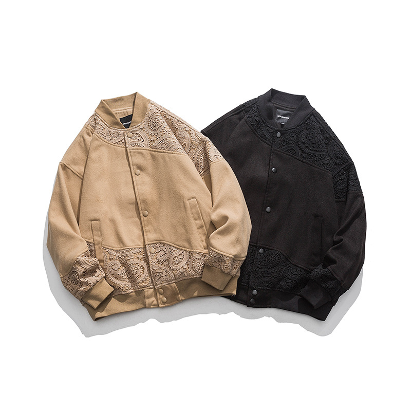 Spring Autumn Men's Jacket Japanese Streetwear Trend Hollow-Out Design Patchwork Baseball Jackets Harajuku Casual Oversize Coat Men Clothing