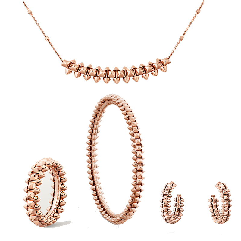 Classic Clash rose gold rivet series bracelet ring necklace earrings Quality Never Fade Tennis Chain Bracelets Earings Necklaces for Woman Mans Gift
Classic Clash rose gold rivet series bracelet ring necklace earrings Quality Never Fade Tennis Chain Bracelets Earings Necklaces for Woman Mans Gift
