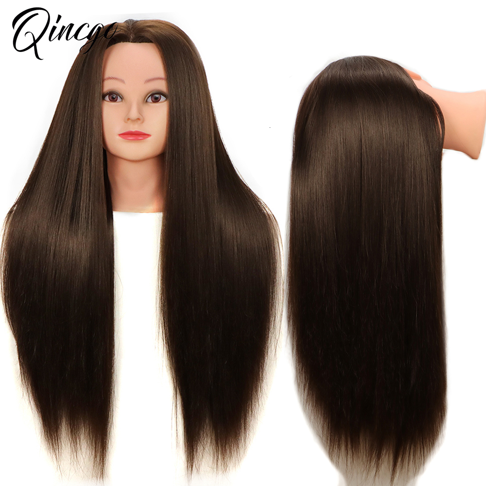Mannequin Heads 65CM Mannequin Heads With Synthetic Hair For Hair Training Styling Solon Hairdresser Dummy Doll Heads For Practice Hairstyles 230310