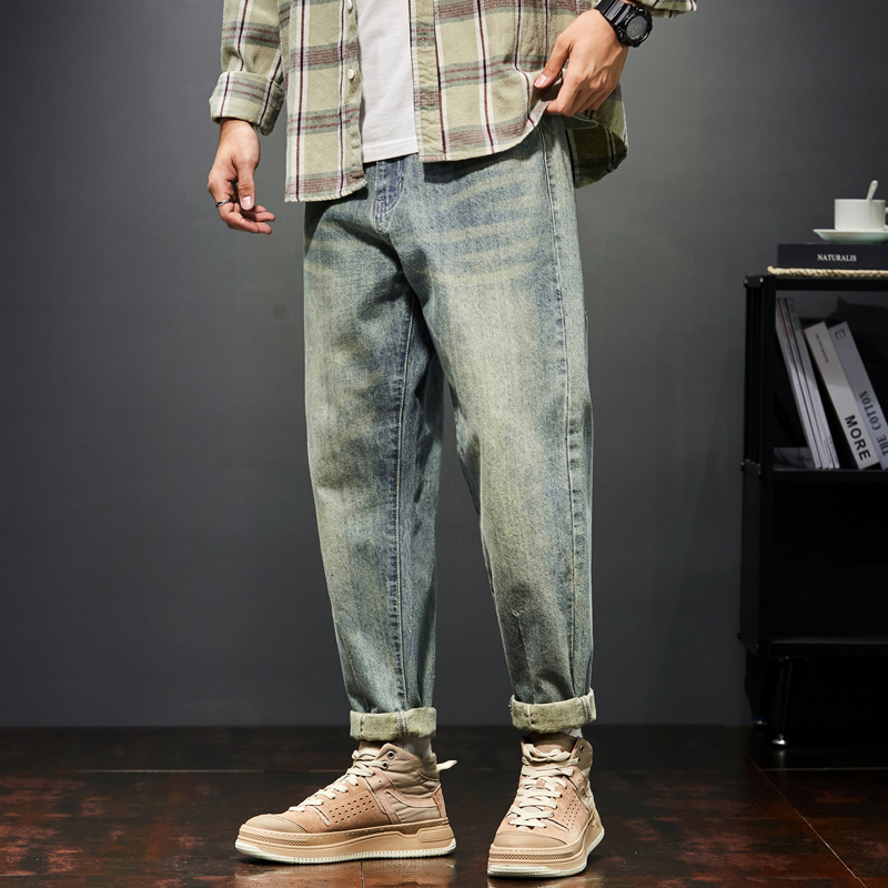 Mens Jeans KSTUN For Baggy Pants Loose Fit Harem Vintage Clothes Fashion Pockets Patchwork Large Trousers Oversized 42 230310