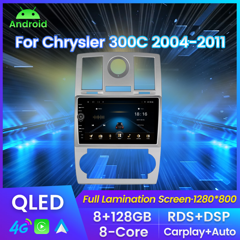 9inch Qled Android 11 pour pour Chrysler 300c 2004 2005 2006 2007 2009 2009 2010 2011 Car DVD Radio Radio Mutimedia Player RDS DSP
