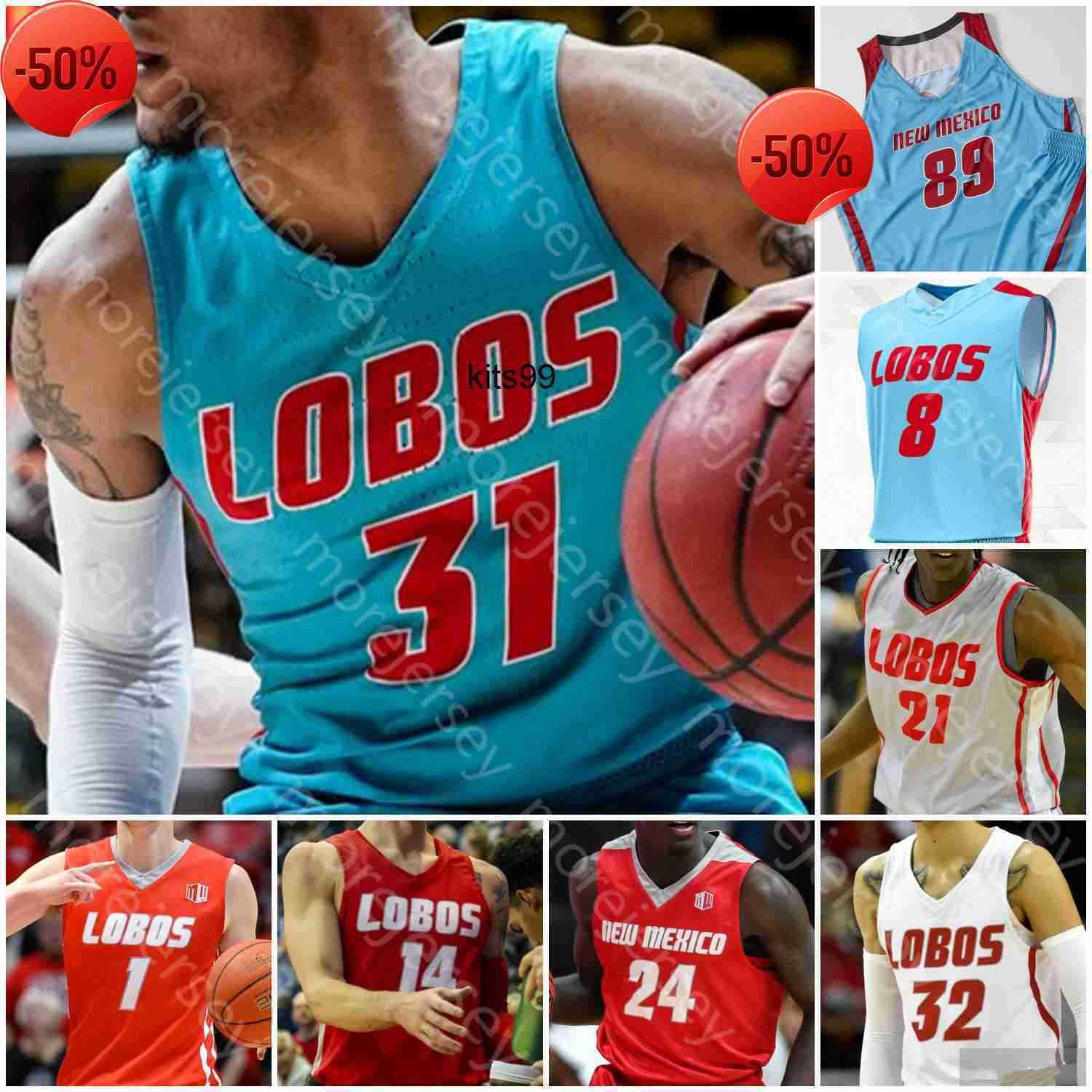 Custom New Mexico Lobos Basketball Jersey NCAA College JaQuan Lyle Bragg Jr Maluach Jackson Caldwell McGee Snell Granger Manigault Martin