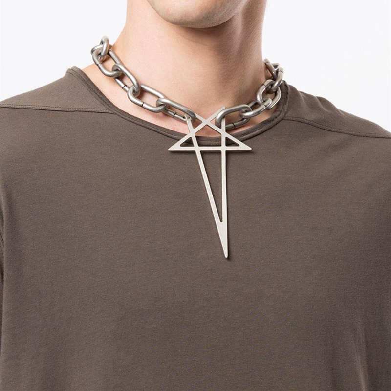 Pendant Necklaces Punk Rock Hip HopTrend Exaggerate Coarse chain Pentacle steel Choke Necklace For Women Men Girls Jewelry 230309