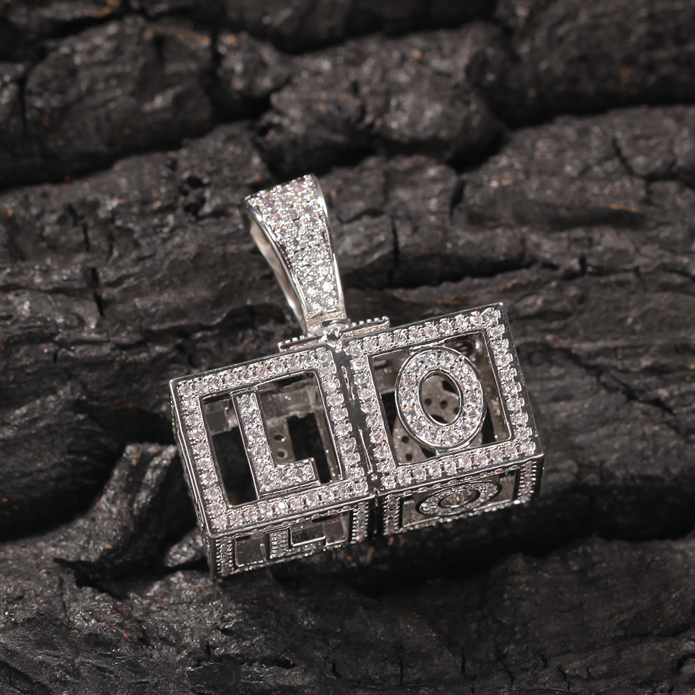 Cube A-Z Initial Letter Custom Name Pendant Necklace Personalized Square Iced Out Cubic Zircon CZ Stone 18K Real Gold Charm Hiphop Crystal DIY Jewelry