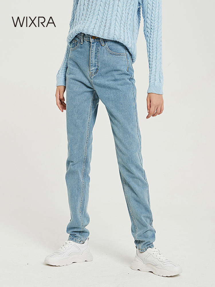 Women's Jeans Wixra Basic Jeans Soft Pants Harem Female Straight All Match High Waist Femme Long Denim Pants For Women Plus Size 230310
