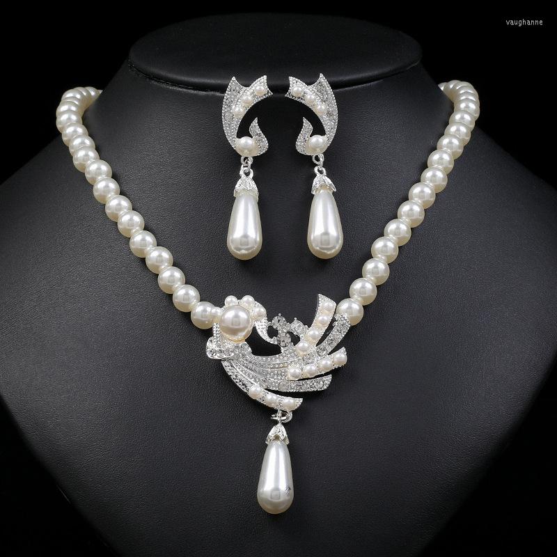 Necklace Earrings Set Fashion Party Dress Luxury Pearl Crystal For Women Bridal Dubai, Picture shown
Necklace Earrings Set Fashion Party Dress Luxury Pearl Crystal For Women Bridal Dubai, Picture shown
