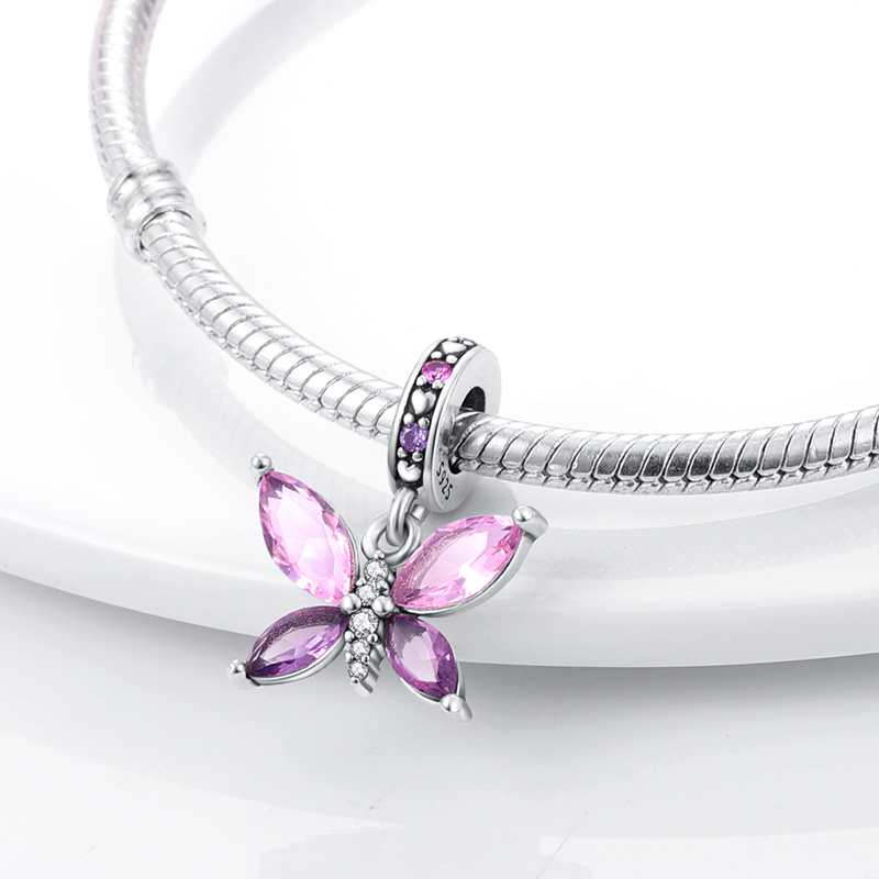 S925 Snake Pure Silver Hot Air Balloon And Flower Butterfly Charm Beads Suitable For Bracelet DIY Fashion Jewelry