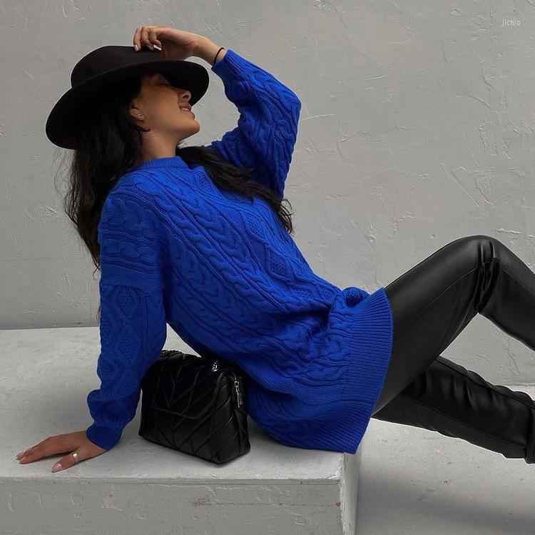 Casual Dresses High Street Fashion Twist Knitted Dress For Women Long Sleeve O Neck Mini 2024 Autumn Winter Solid Oversize