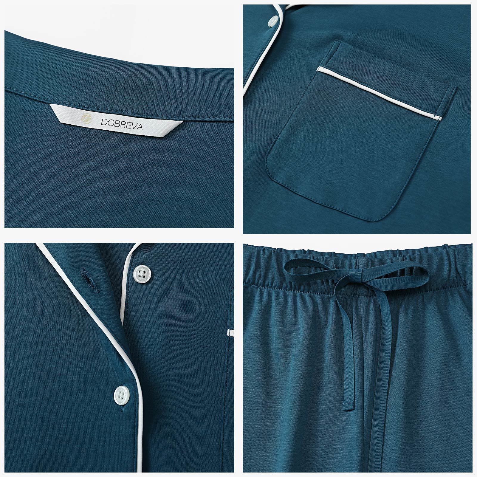 Women's Sleepwear DOBREVA Women's Pajamas Set PJ Cotton Sleepwear Long Sleeve Pants 2 Piece Soft Comfy Lounge Sets Loungewear Button Down 23