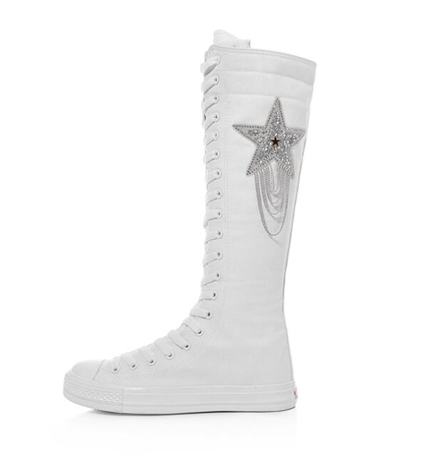 Tenis Women Shoe Ladies Canvas Boot Casual Flat Shoes Sequins Tassels Zipper Boot Comfortable Vulcanized Sneakers