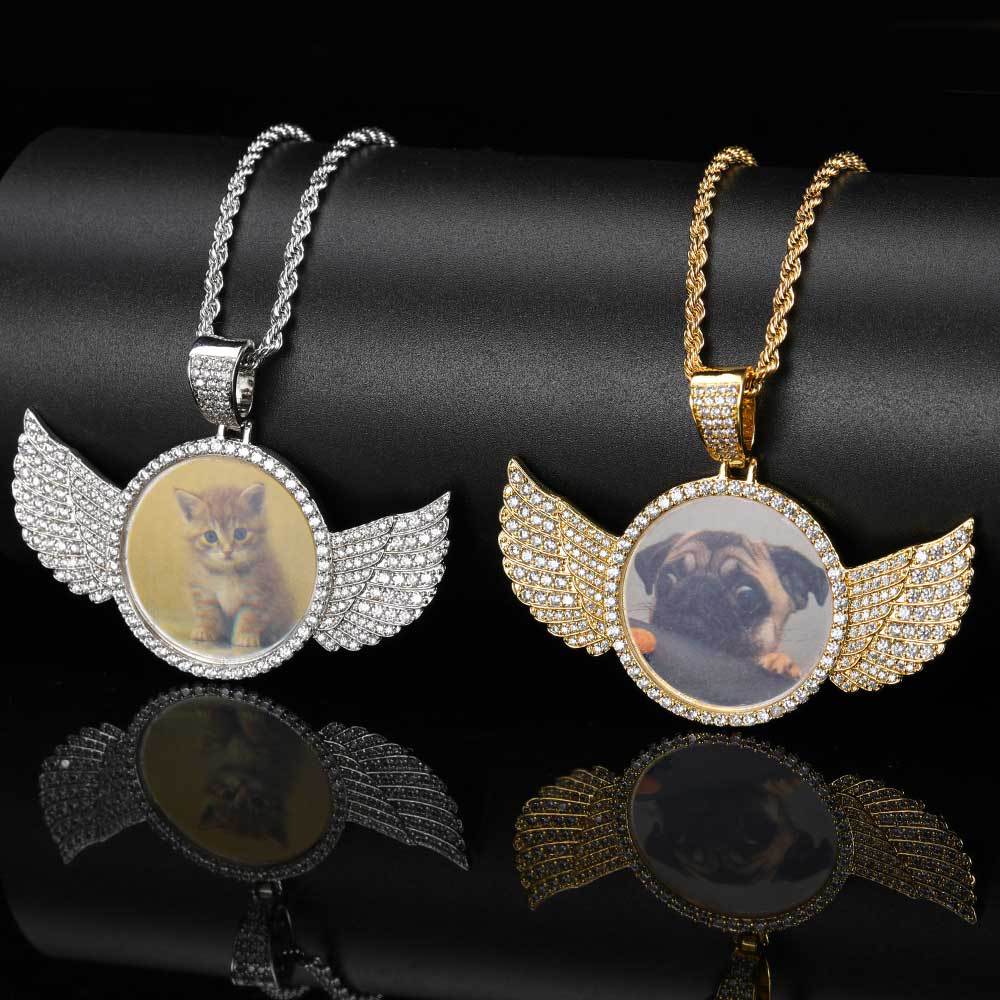Hip Hop Custom Photo Pendant Necklace Round Memorial Frame Medal Pendants Men Women Gift
