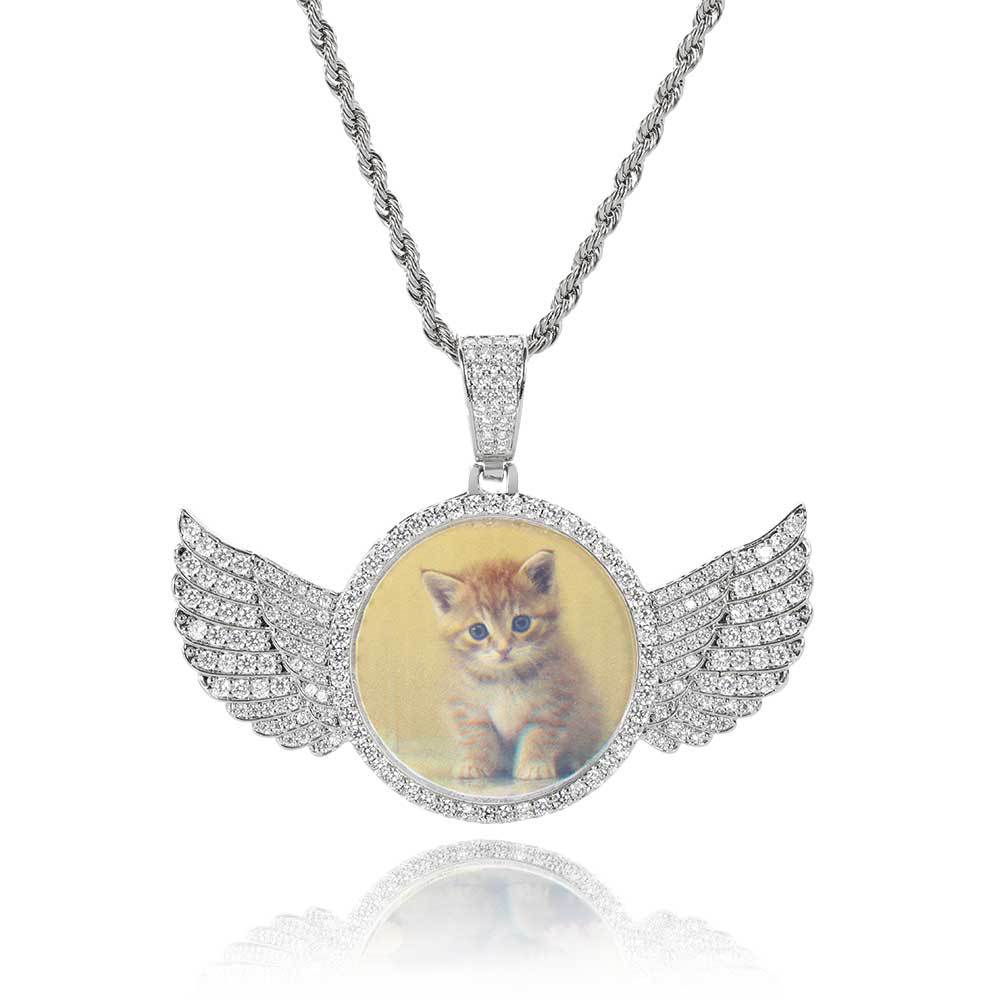 Hip Hop Custom Photo Pendant Necklace Round Memorial Frame Medal Pendants Men Women Gift